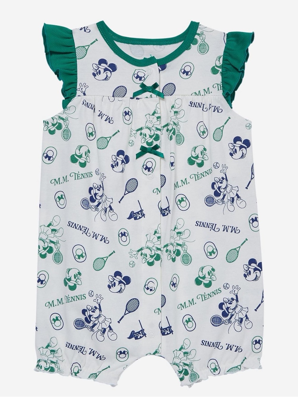 Disney Minnie Mouse Tennis Country Club Romper White & Green Baby 6M